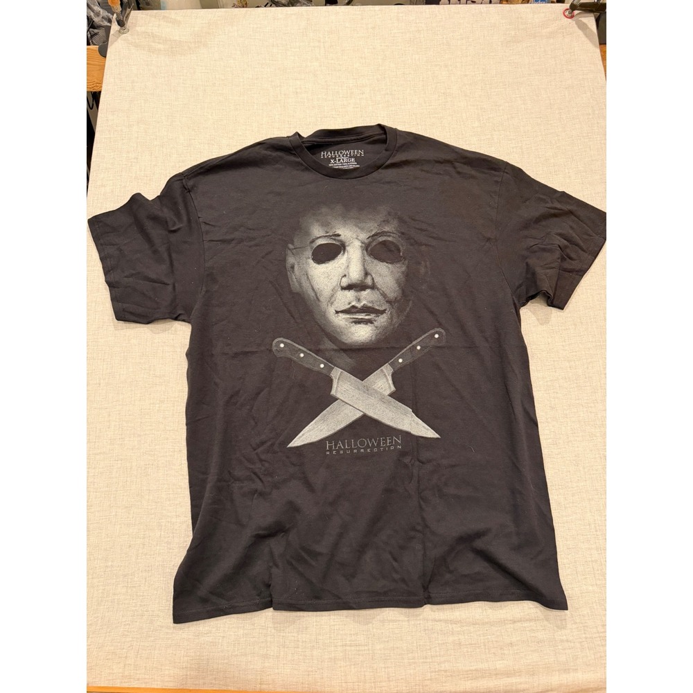Halloween Resurrection Michael Myers Graphic T-Shirt Black XL Goodie Two Sleeves
